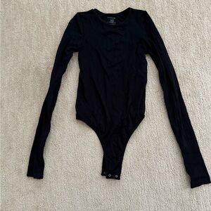 Free People Black Long Sleeve Bodysuit